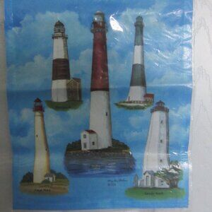 NEW YORK & NEW JERSEY LIGHTHOUSES GARDEN FLAG ~ BRAND NEW, SEALED/10" x 13" ~